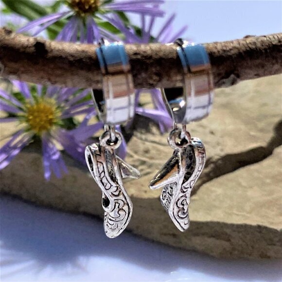 Silver Shoe Charm Huggie Earrings - Picture 1 of 7